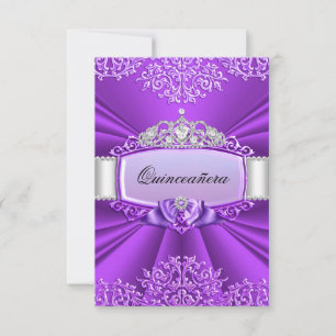 Princess Tiara & Damask Quinceanera Invitation