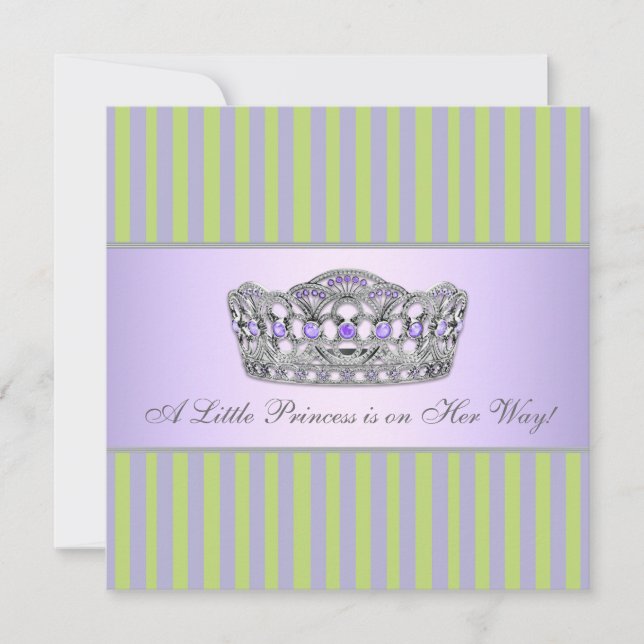 Princess Tiara Green Purple Girl Baby Shower Invitation (Front)
