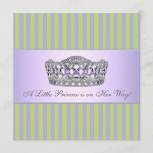 Princess Tiara Green Purple Girl Baby Shower Invitation