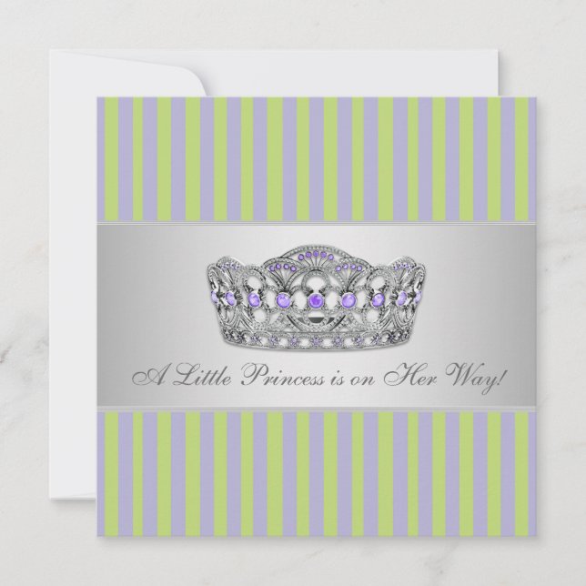 Princess Tiara Green Purple Girl Baby Shower Invitation (Front)
