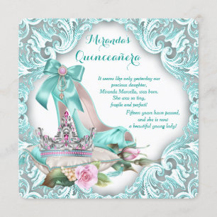 Princess Tiara High Heel Shoe Quinceanera Invitation