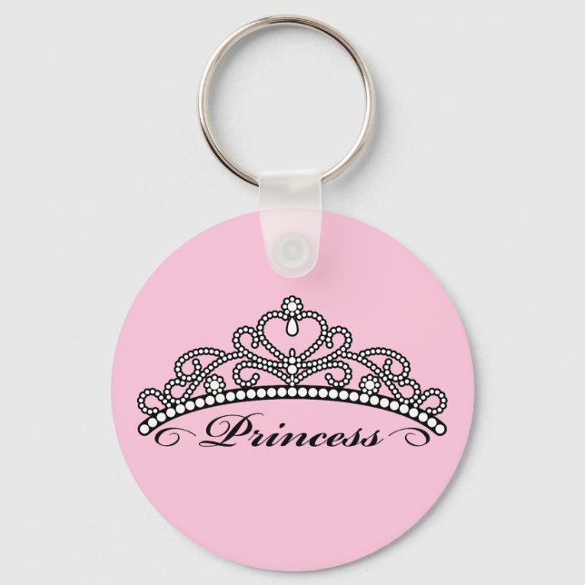 Princess Tiara Keychain (pink background) (Front)