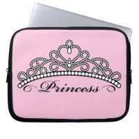 Princess Tiara Laptop Sleeve (pink background)