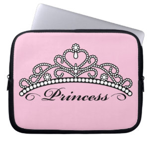 Princess Tiara Laptop Sleeve (pink background)
