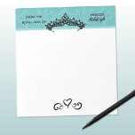 Princess Tiara on Blue Royal Desk Notepad<br><div class="desc">Charm a little girl with this cute princess themed note pad with her own name. Simple design of a tiara and heart with swirly flourishes in bold black on a blue background. Just edit the text options in the easy Zazzle text editor. See other matching or similar items in this...</div>
