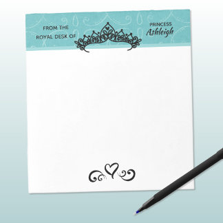 Princess Tiara on Blue Royal Desk Notepad