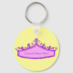 Princess Tiara Pink Crown Custom Name Keychain