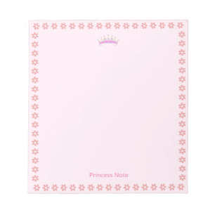 Princess Tiara & Pink Flowers on Simple Notepad