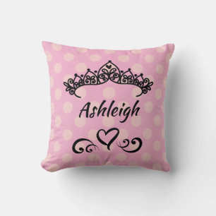 Princess Tiara Pink Polka Dots Cushion