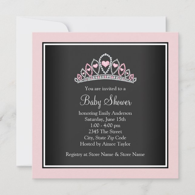 Princess Tiara Pink Princess Baby Shower Invitation (Front)