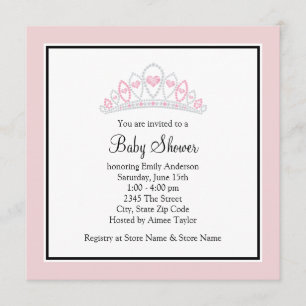 Princess Tiara Pink Princess Baby Shower Invitation