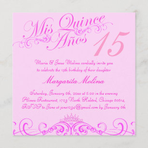 Princess Tiara Pink Quinceanera Invitation