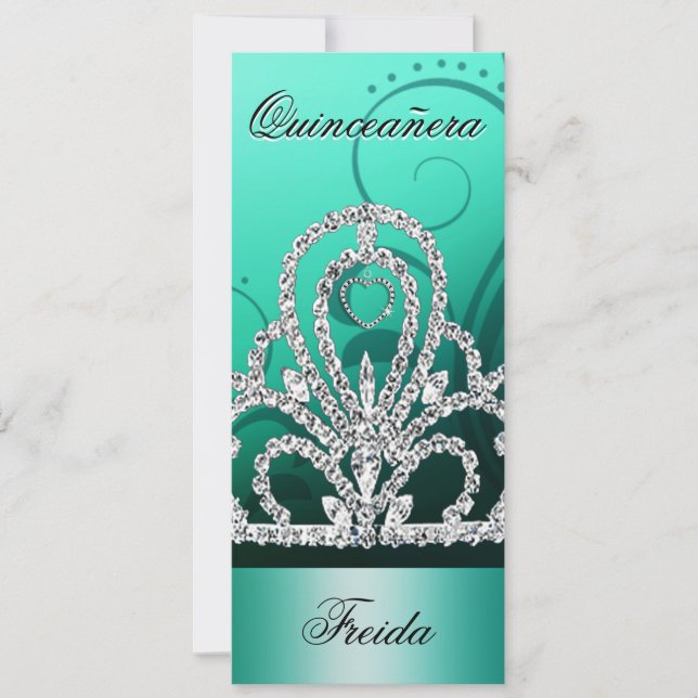 Princess Tiara Quinceanera (aqua) Invitation (Front)