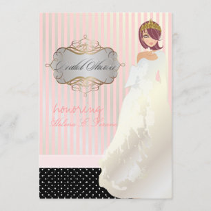 Princess + tiara/stripes/polka dots/bridal shower invitation