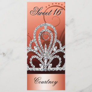Princess Tiara Sweet Sixteen (orange) Invitation