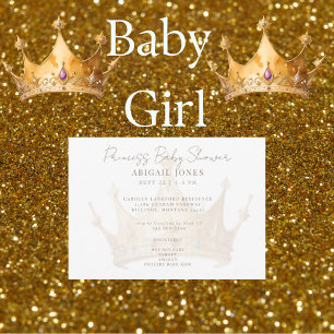 Princess Tiara White & Gold Baby Shower Invitation