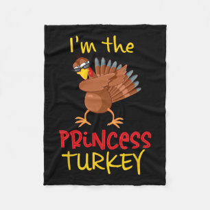 Princess Turkey Matching Family Group Thanksgiving Fleece Blanket