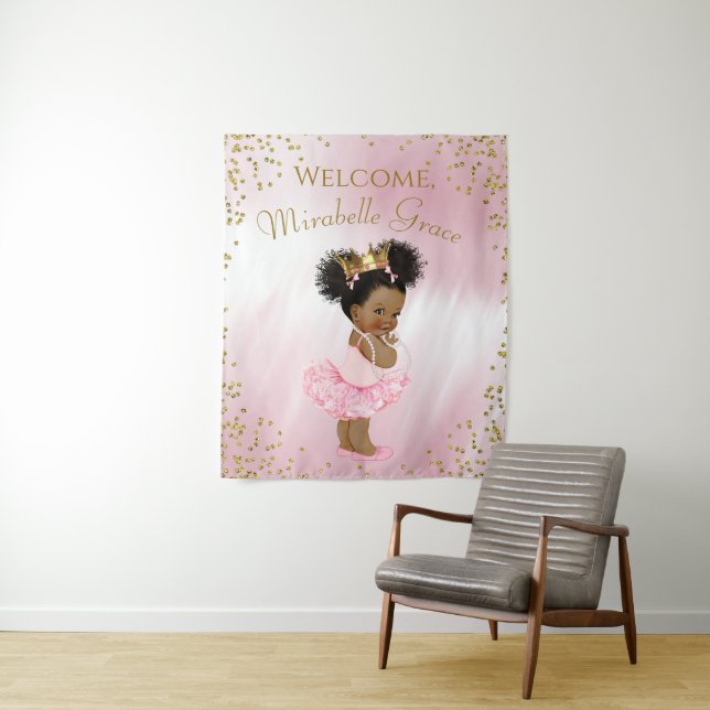 Princess Tutu Baby Shower Backdrop Banner Tapestry (In Situ)