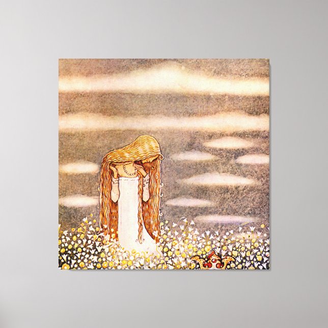 “Princess Tuvstarr” John Bauer Watercolor Canvas Print (Front)
