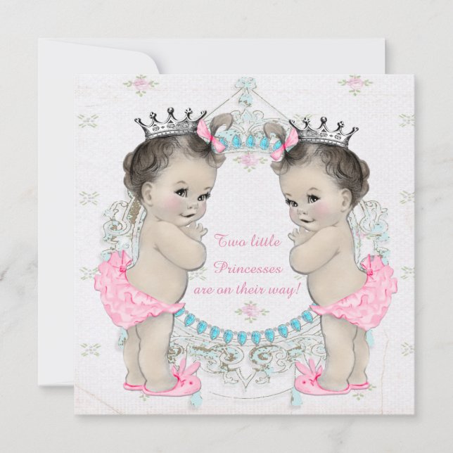 Princess Twin Girl Baby Shower Invitation (Front)