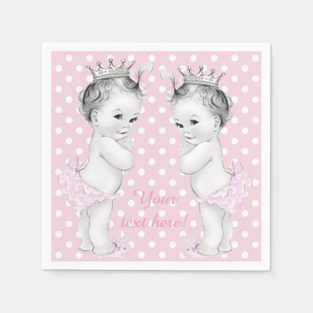 Princess Twin Girl Shower Napkin (Front)