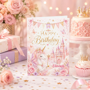 Princess Unicorn Castle Magical Fairytale Card