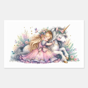 Princess Unicorn Pastel Fairytale Fantasy Rectangular Sticker