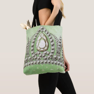 Princess Vintage Crown Pale Green Tote Bag