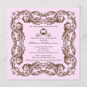 Princess Vintage Frame Baby Shower Invitation