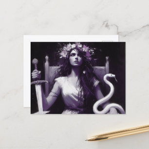 Princess Warrior and Her Pet Snake Purple Black Postcard