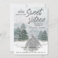 Princess Watercolor winter wonderland sweet 16