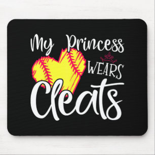 Princess Wears Cleats Softball Mum Dad Baseball Pl Mouse Mat