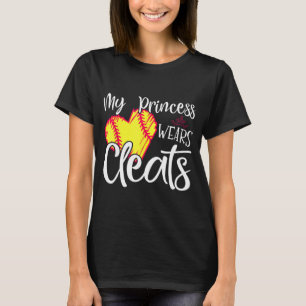 Princess Wears Cleats Softball Mum Dad Baseball Pl T-Shirt