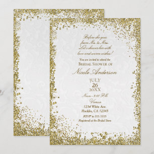 Princess White Damask Storybook Bridal Shower Invitation