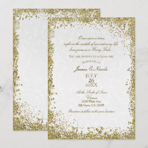 Princess White Damask Storybook Elegant Wedding Invitation