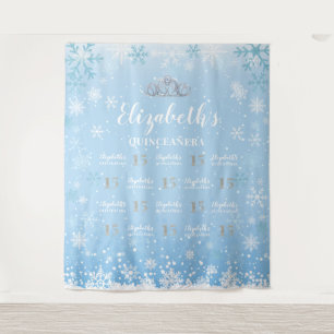 Princess Winter Quinceañera photobooth Backdrop Tapestry