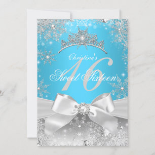 Princess Winter Wonderland Blue Sweet 16 Invitation