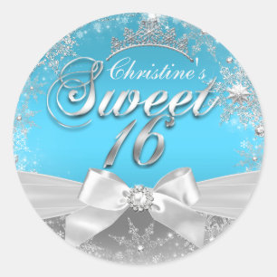 Princess Winter Wonderland Blue Sweet 16 Sticker