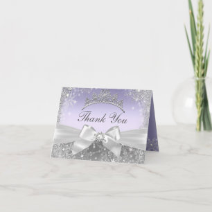 Princess Winter Wonderland Purple Thank You Card