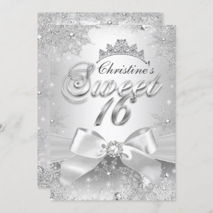 Princess Winter Wonderland Silver Sweet 16 Invite