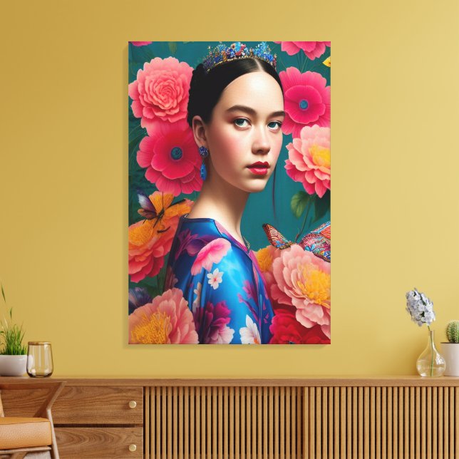 Princess with a blue tiara canvas print (Insitu(LivingRoom))