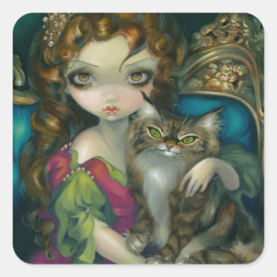 "Princess with a Maine Coon Cat" Sticker