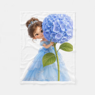 Princess With Blue Hydrangea Blanket
