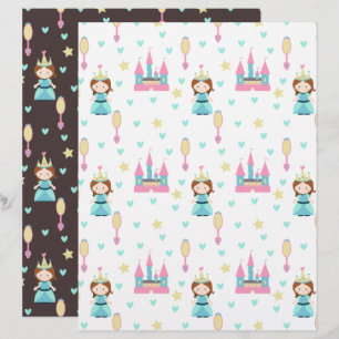 Princess with Castle and Mirrors Scrapbook Paper