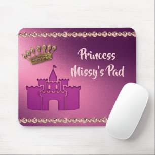 Princess with Castle, Crown & Jewels Personalise Mouse Mat