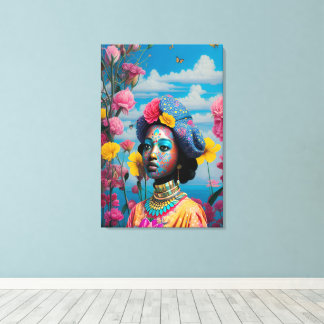 Princess with colourful face paint canvas print