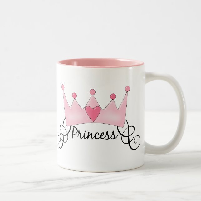 Princess With Crown - Customisable Two-Tone Coffee Mug (Right)