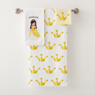 Princess with Crowns Personalised Bath Towel Set