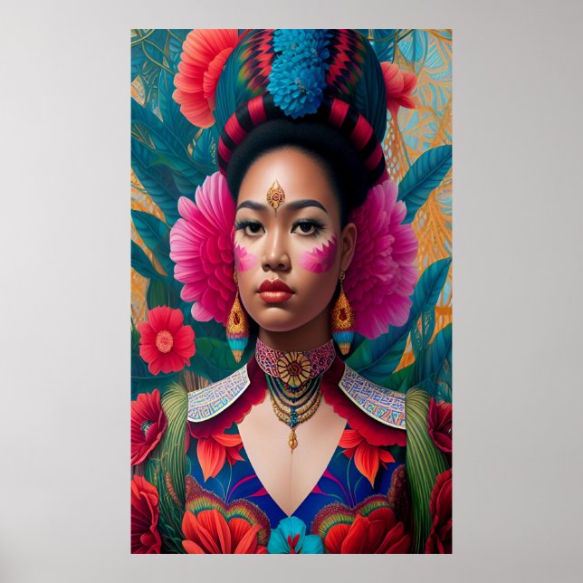 Princess with pink flower cheeks poster (Front)