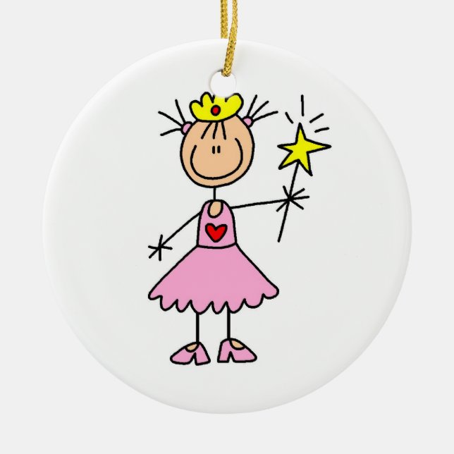 Princess With Wand Ceramic Tree Decoration (Front)
